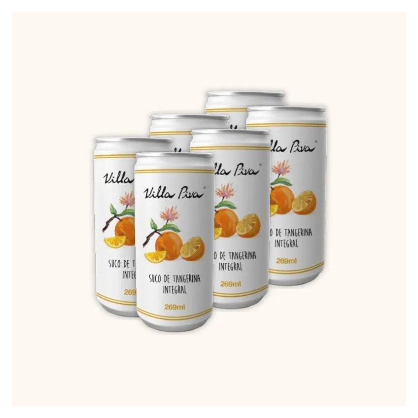 Kit 6x: Suco de Tangerina Integral Sem Açúcar Lata Villa Piva 269ml
