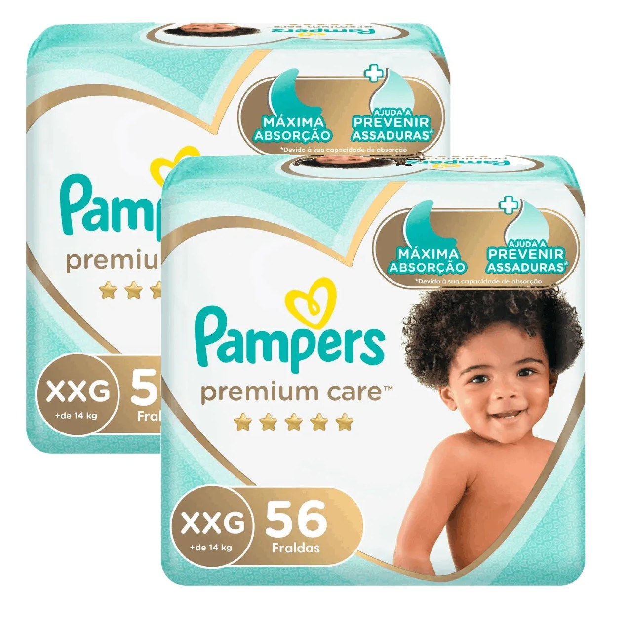 Kit 2 Fraldas Pampers Premium Care XXG 56 unidades cada