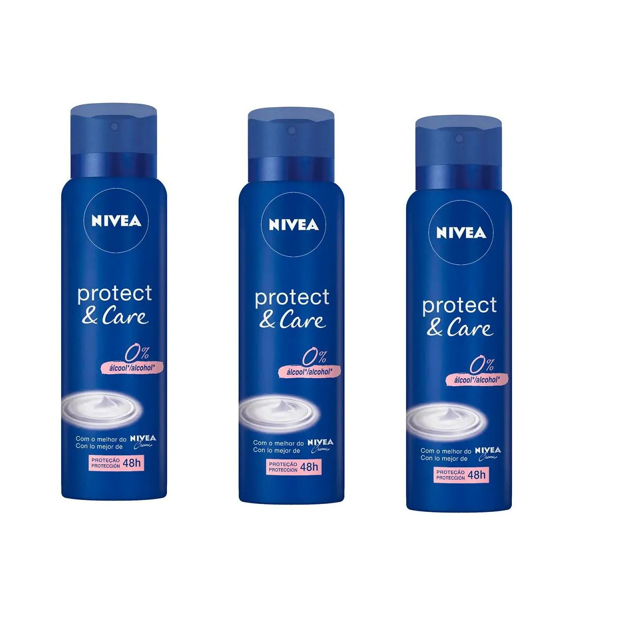 Kit 3 Desodorante Nivea Protect & Care 150ml 0%álcool -nivea