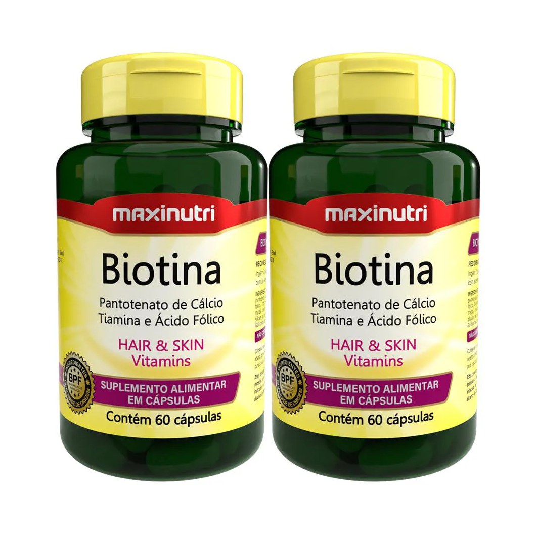 Kit 2 Biotina Cabelo Unhas E Vitaminas + Acido Fólico 60caps