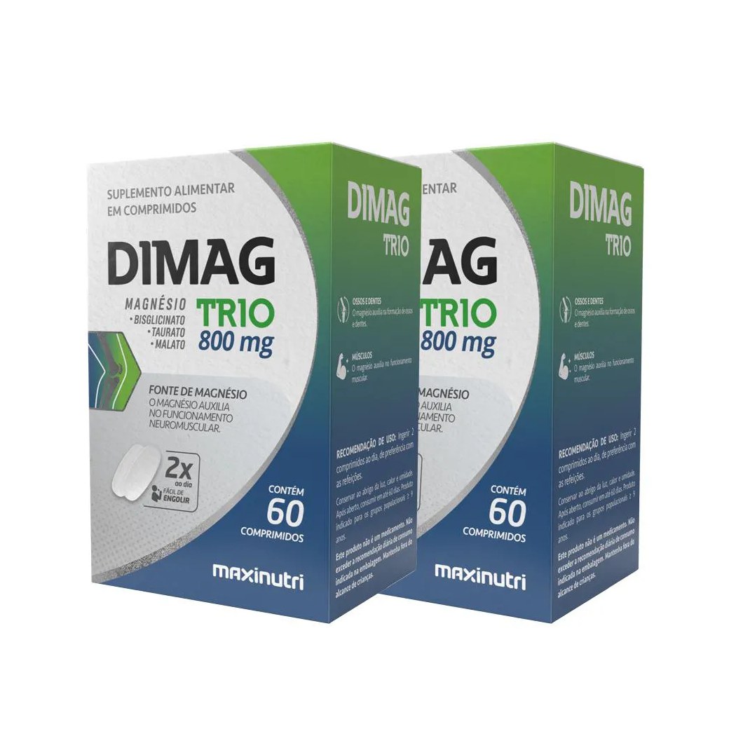 KIT 2 DIMAG TRIO MAGNéSIO BISGLICINATO TAURATO E MALATO 60 CAPS MAXINUTRI