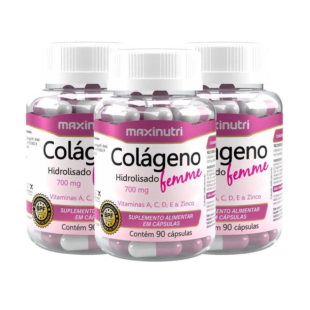 KIT 3 COLáGENO FEMME 90 CáPSULAS MAXINUTRI