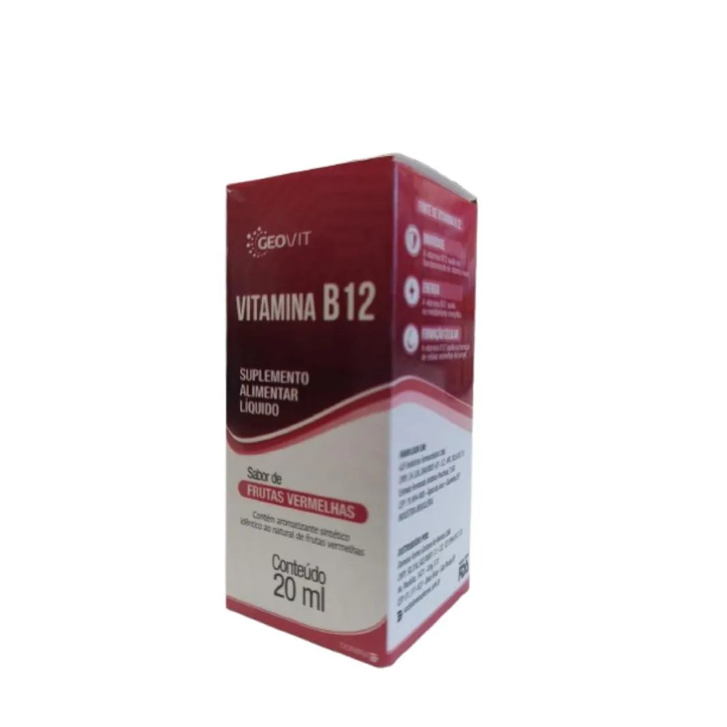 Vitamina B12 Sabor Frutas Vermelhas 20Ml - Geovit