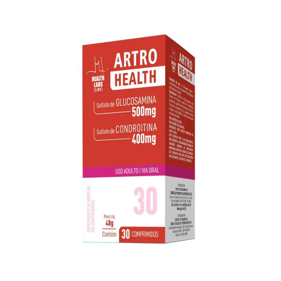 Artro Health Glucosamina 500mg Condroitina 400mg 30 Comprimidos - Health Labs
