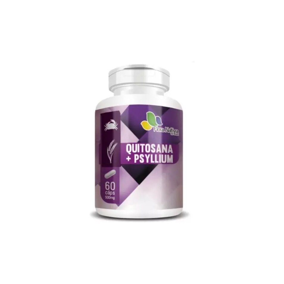 Quitosana + Psyllium 60 Capsulas de 500mg Flora Nativa