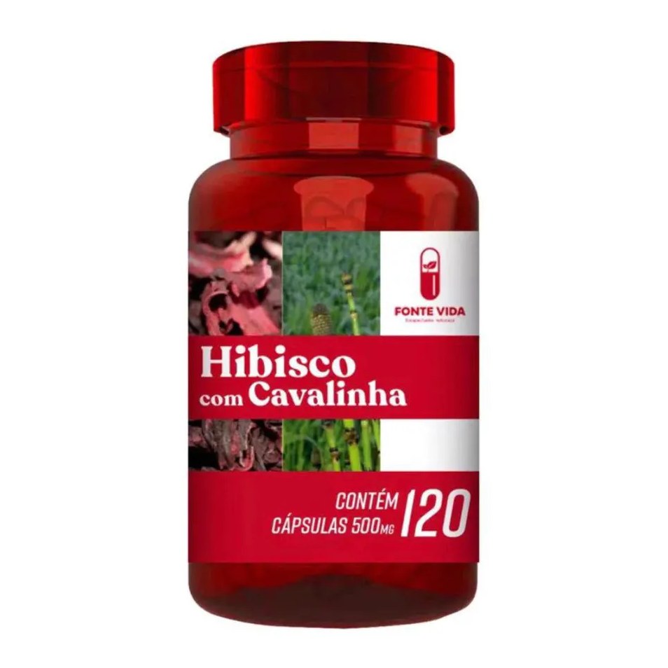 Hibisco com Cavalinha 120 Capsulas Vegano 500mg (fonte Vida).