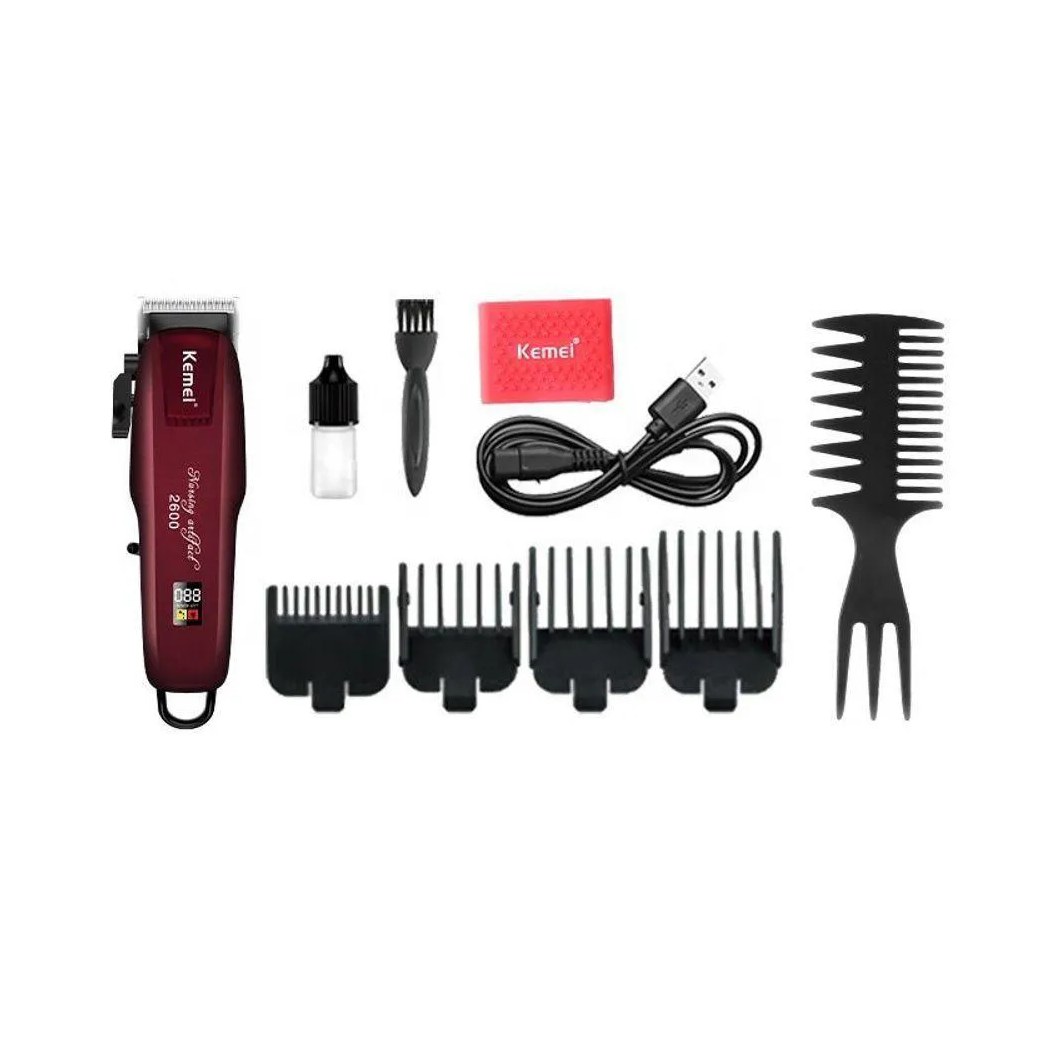 Cortador de Cabelo Kemei Km-2600 Bordô Bivolt
