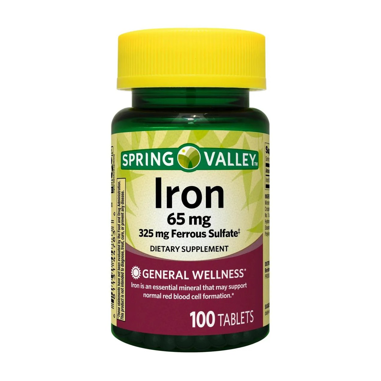 Ferro 65mg com 100 Tabletes - Spring Valley