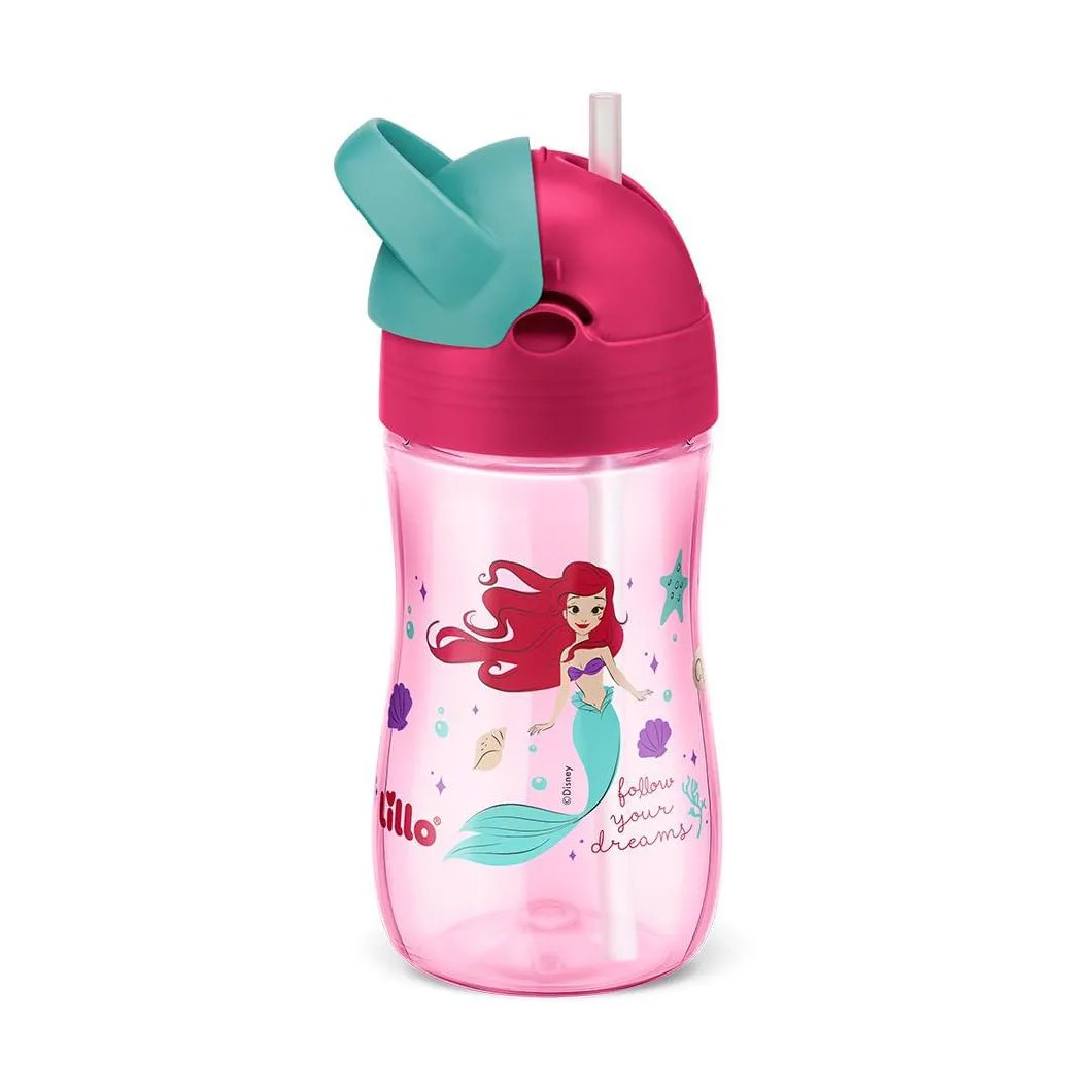 Copo de Treinamento Infantil Canudo Disney 300Ml Rosa Lillo