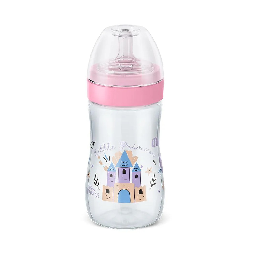 Mamadeira Bico Silicone Redondo Disney 6M+ 300ML Rosa Lillo