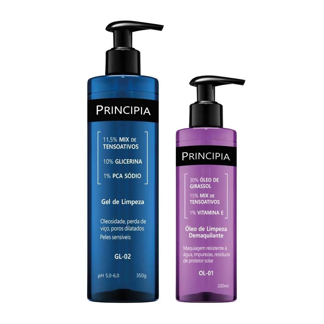 Principia Kit Limpeza Profunda Todos Os Tipos de Pele Gel de Limpeza Gl-02 + Oleo de Limpeza Ol-01
