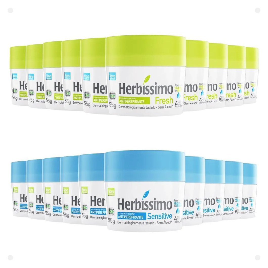 Kit Herbíssimo Desodorante: 10 Fresh e 10 Sensitive 55g