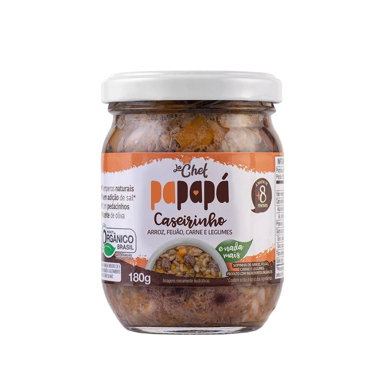 Caseirinho Orgânico Papapá La Chef Arroz, Feijão, Carne e Legumes 180g