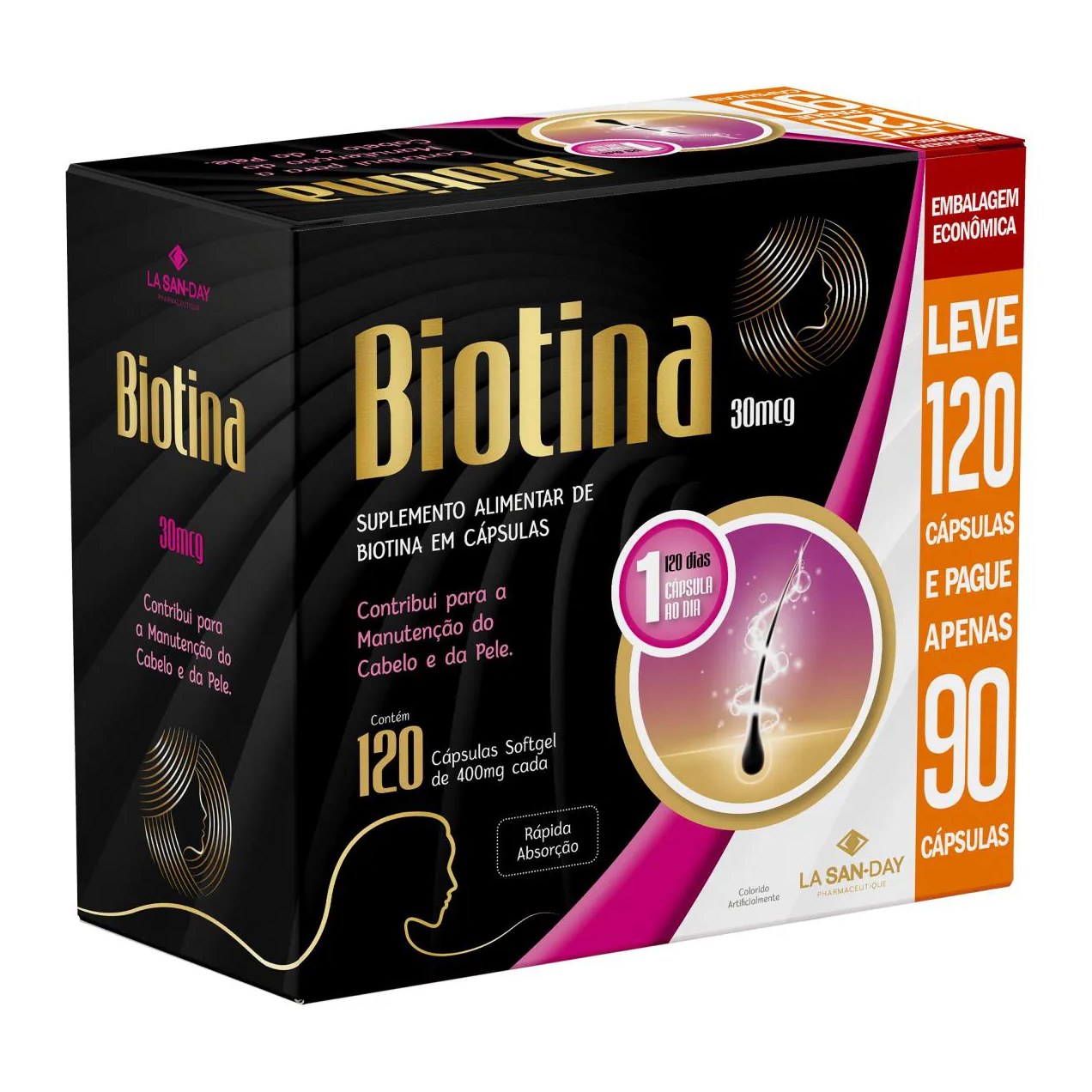 Biotina - 120 cápsulas - La San Day