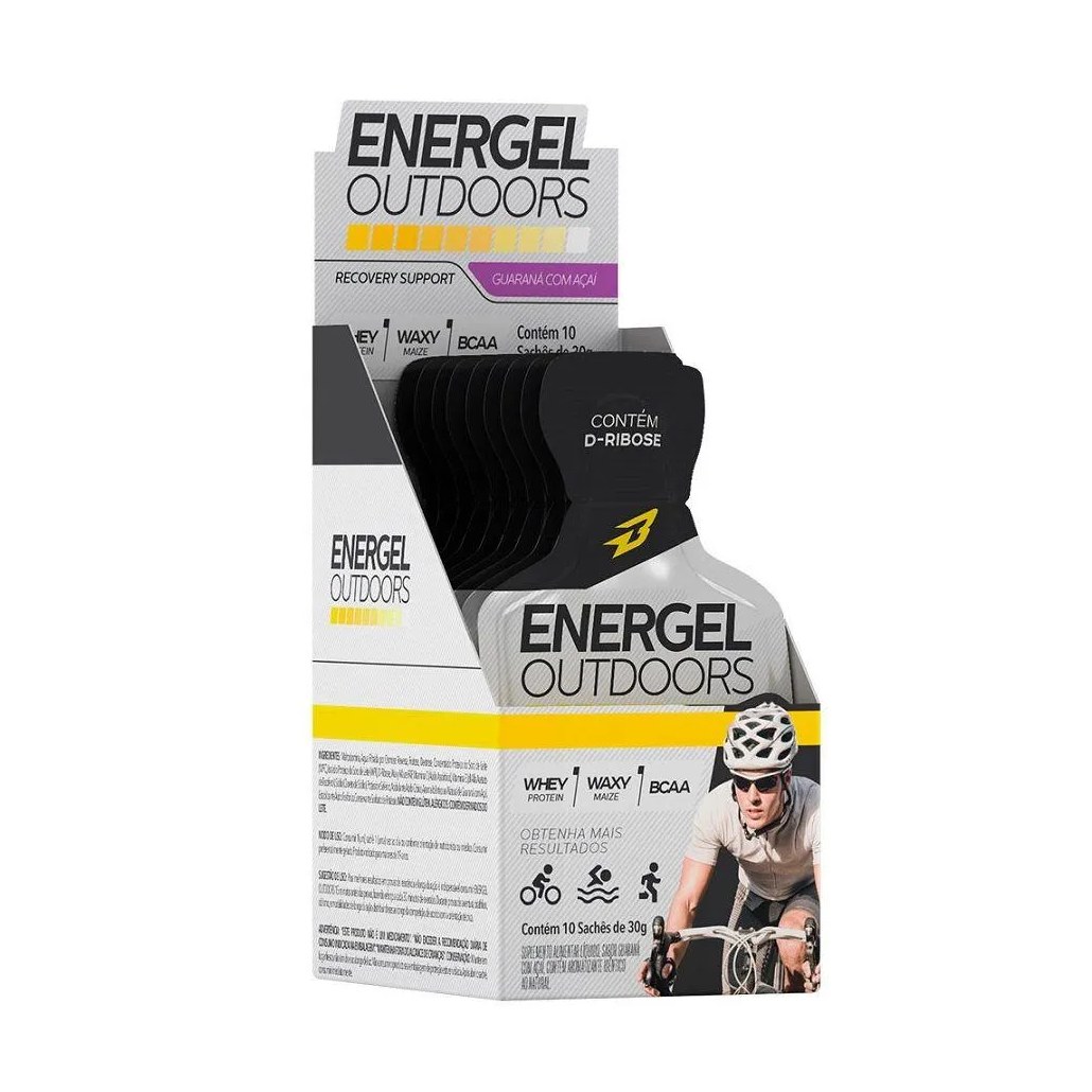 Energel Outdoors Caixa com 10 Sachês (300g) - Sabor: Guaraná C/ Açaí
