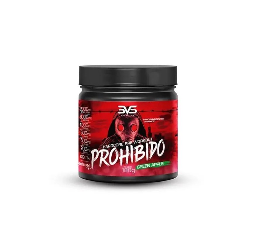 Prohibido Hardcore Pre Workout (180g) - Sabor: Green Apple