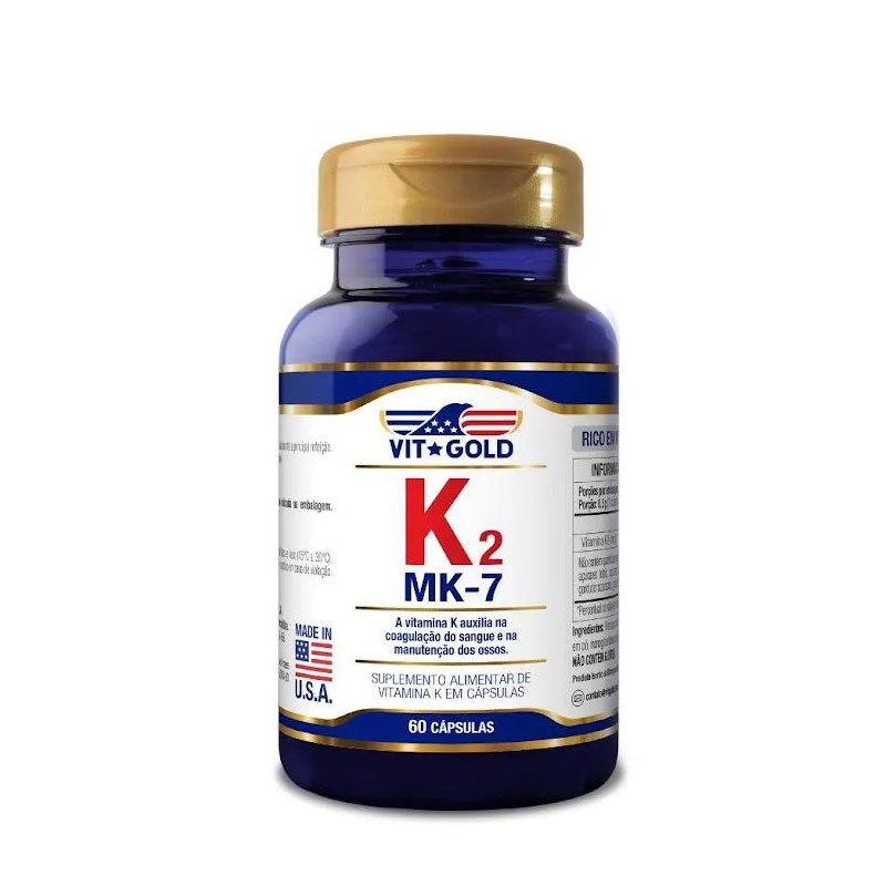 Vitamina K2 MK-7 (Menaquinona-7) 100mcg Vitgold 60 Cápsulas