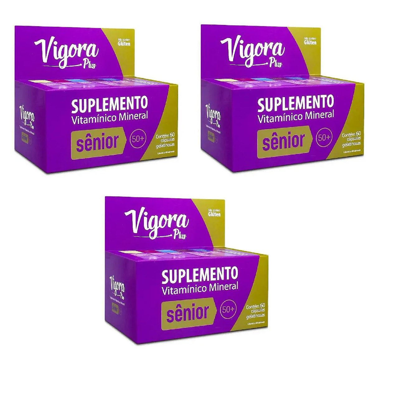 Kit 03 Suplemento Vigora Plus Sênior 50 + com 60 Cps - Prati