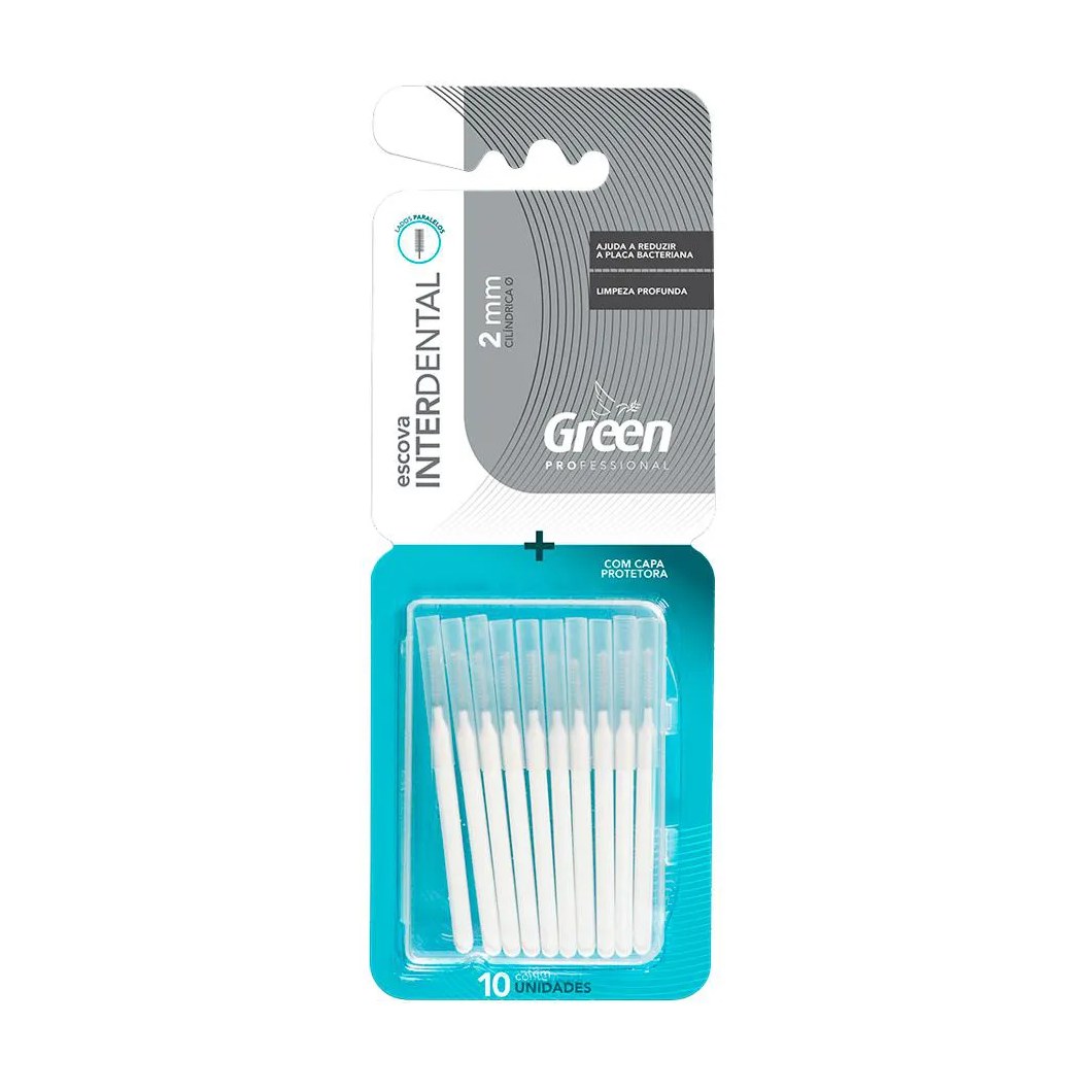 Escova Interdental Cilíndrica 2mm - 10 unidades - Green