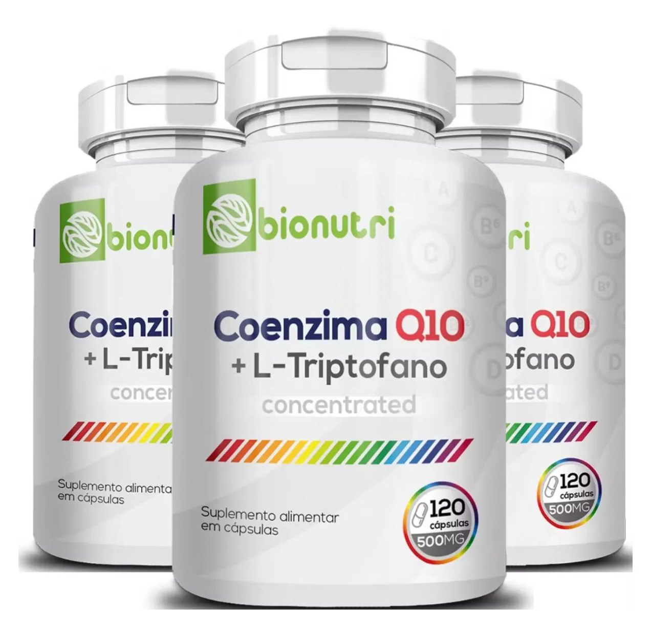 Kit 3x Coenzima Q10 com L - Triptofano 500mg 120 cápsulas Bionutri