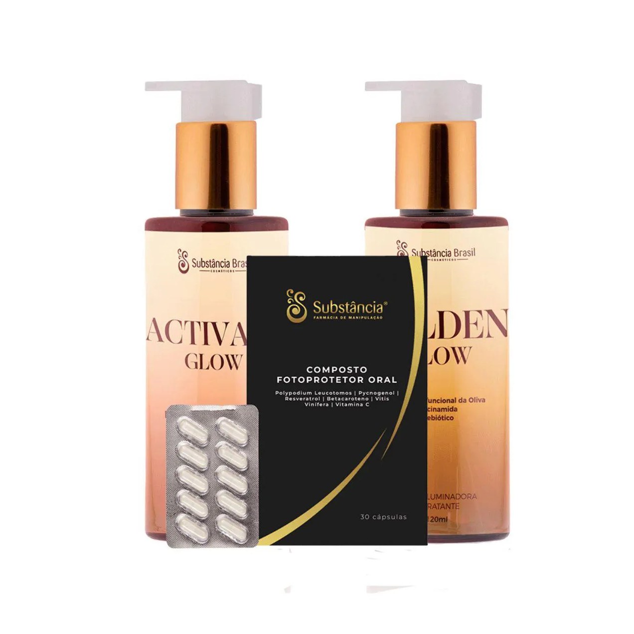 Kit Bronze Ativador Bronzeado + Golden Glow + Fotoprotetor