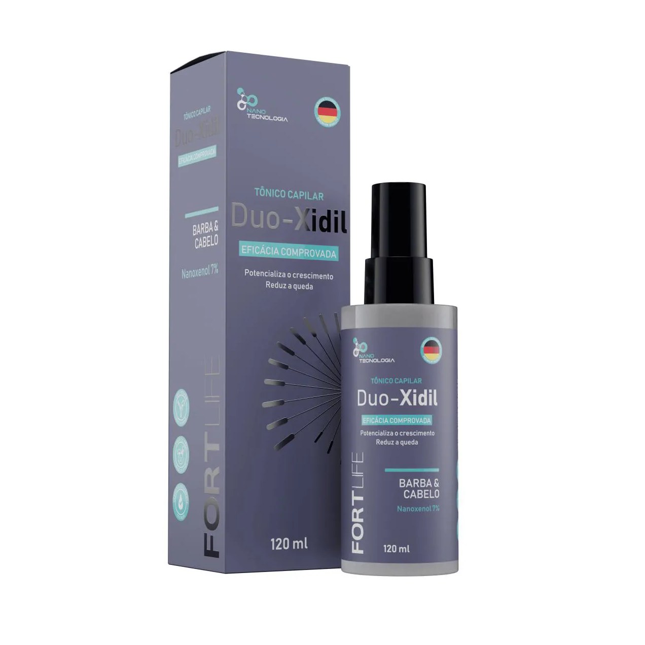 Tônico Capilar em Spray Duo - Xidil Barba e Cabelo Frasco com 120ml Fortlife
