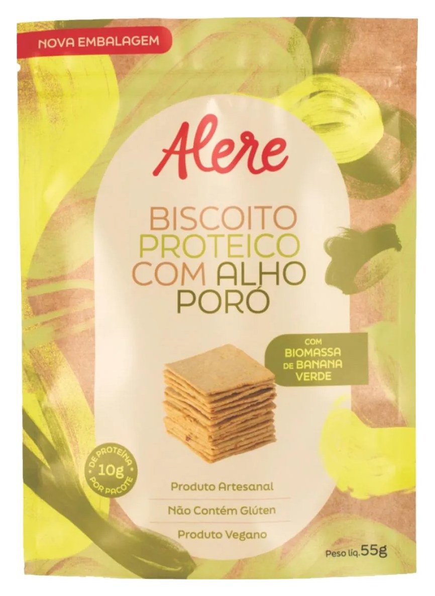 Biscoito Proteico com Alho Poró sem Glúten Alere 55G
