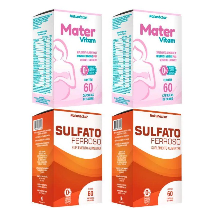 Kit Mater Vitam 60 cápsulas + Sulfato Ferroso 60 Cápsulas – 4 Unid (240 Cápsulas)