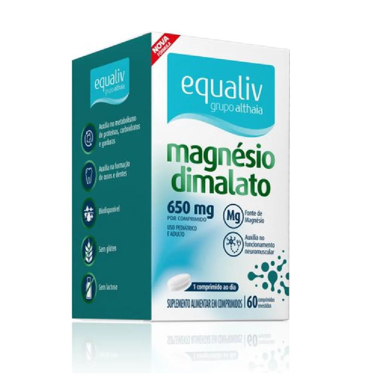Suplemento Magnésio Dimalato 650mg 60 Cpr - Equaliv