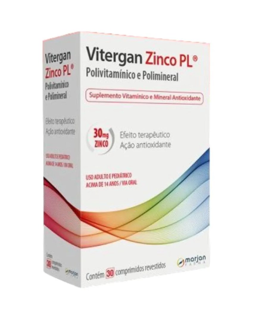 Vitamina Vitergan Zinco Pl 30mg Zinco 30 Cpr - Marjan