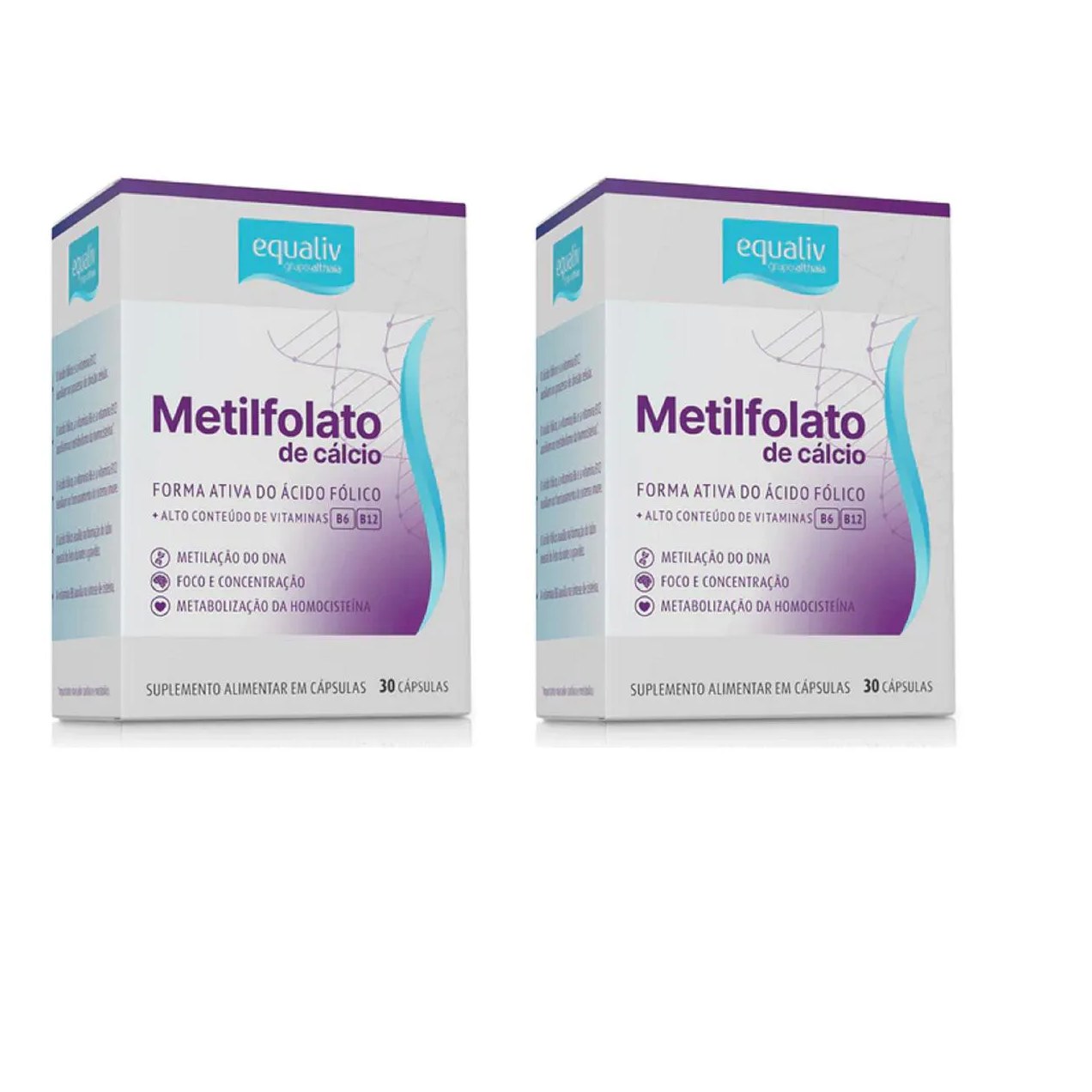 Kit 02 Suplemento Metilfolato de Cálcio 30 Cps - Equaliv