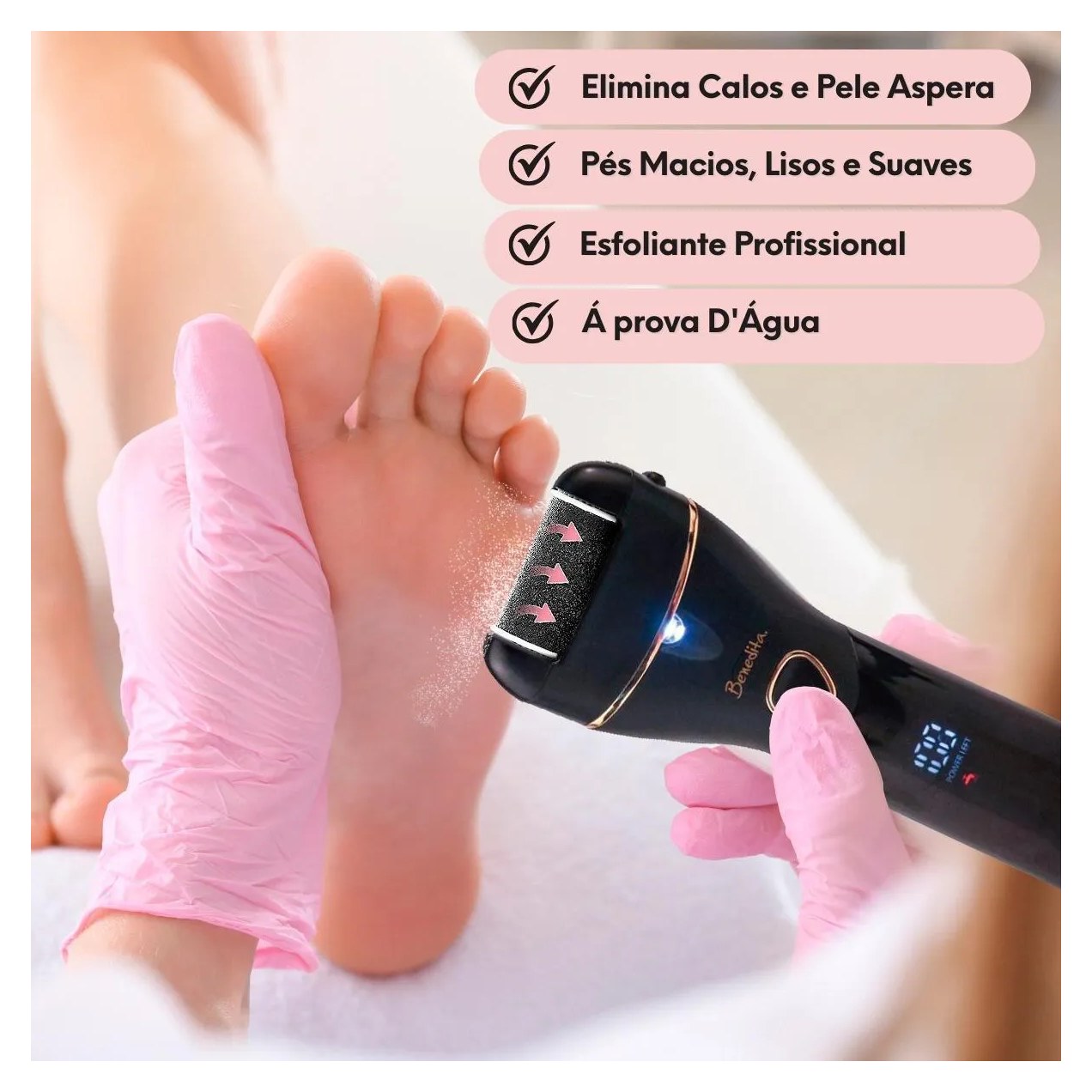 Lixa Elétrica Esfoliador Pés Recarregável Removedor de Calos + Creme Hidratante
