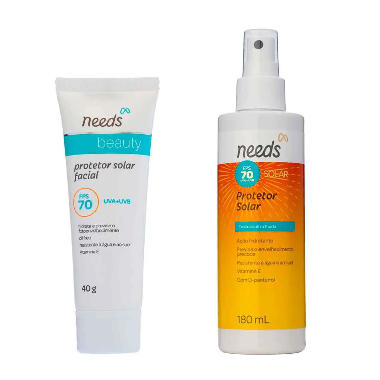 Kit Protetor Solar Needs FPS 70 Facial 40g + Spray Corporal 180ml