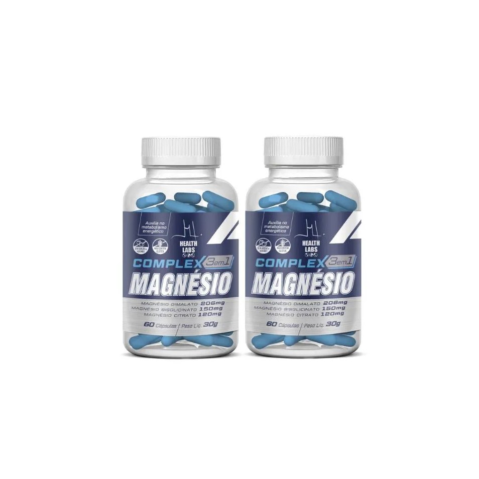 2un Complex 3 em 1 Magnésio 60 cápsulas - Health Labs