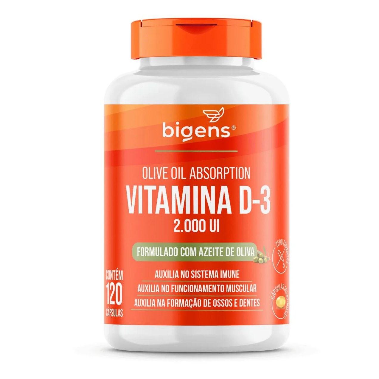 Bigens Vitamina D3 2000ui Óleo de Oliva 120 Cápsulas