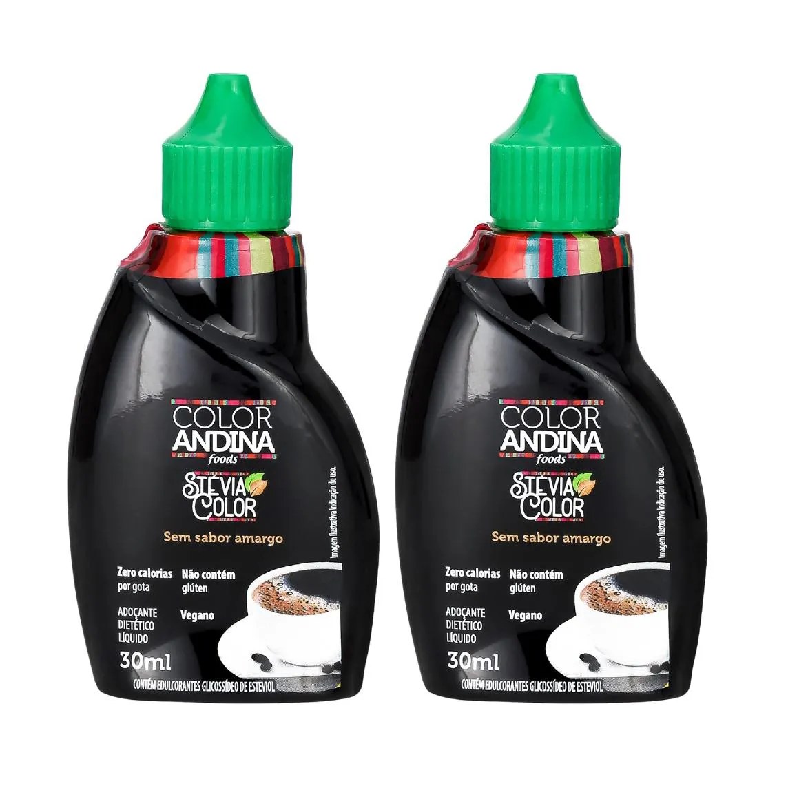 ADOçANTE STEVIA LíQUIDO COLOR ANDINA 30ML - 2 POTES
