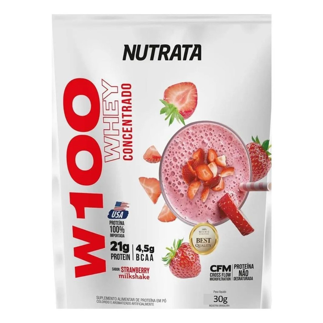 Whey W100 Nutrata Morango Sachê 30g