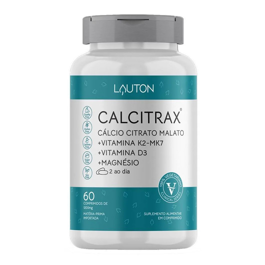 Calcitrax Cálcio Citrato Malato K2 Mk7 60 comprimidos - Lauton