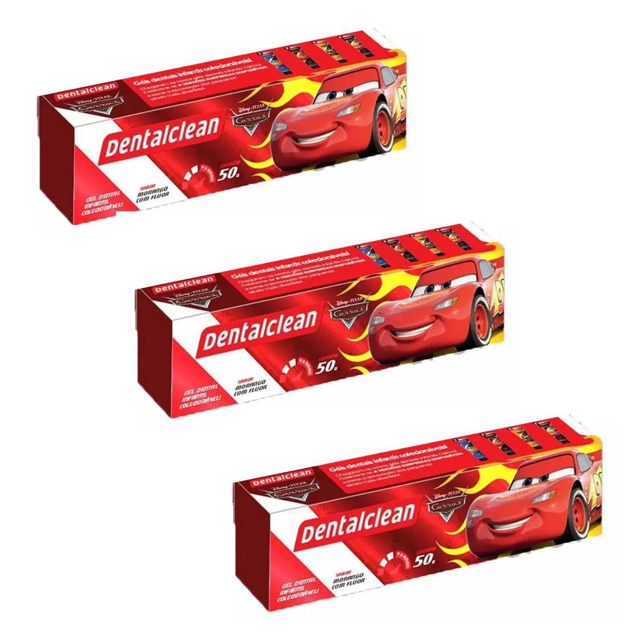 3X Gel Dental Infantil Carros - Morango - 50G - Dentalclean