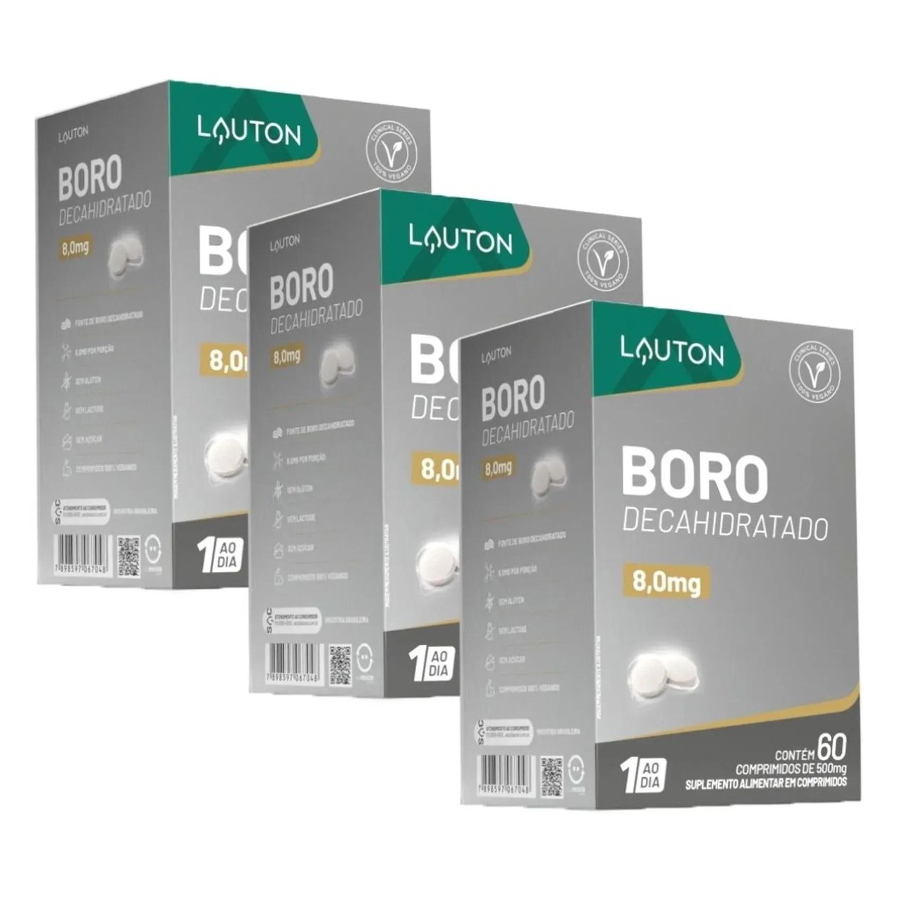 Kit 3x Boro Decahidratado 60 comprimidos - Lauton