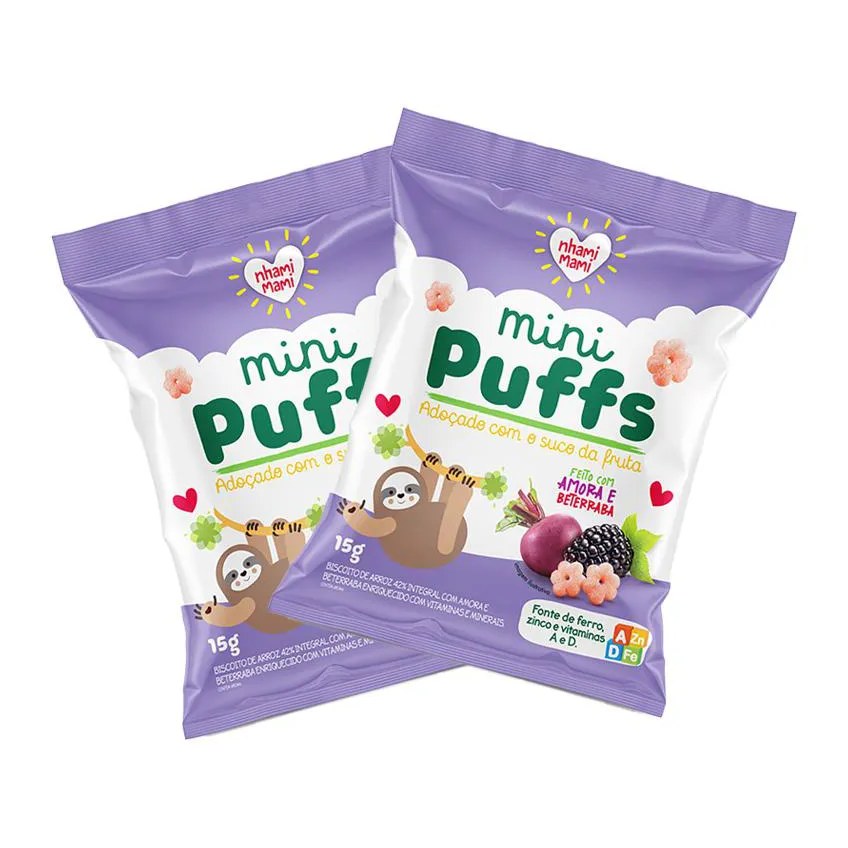KIT 2X: SNACK INFANTIL MINI PUFFS AMORA E BETERRABA NHAMI MAMI 15G