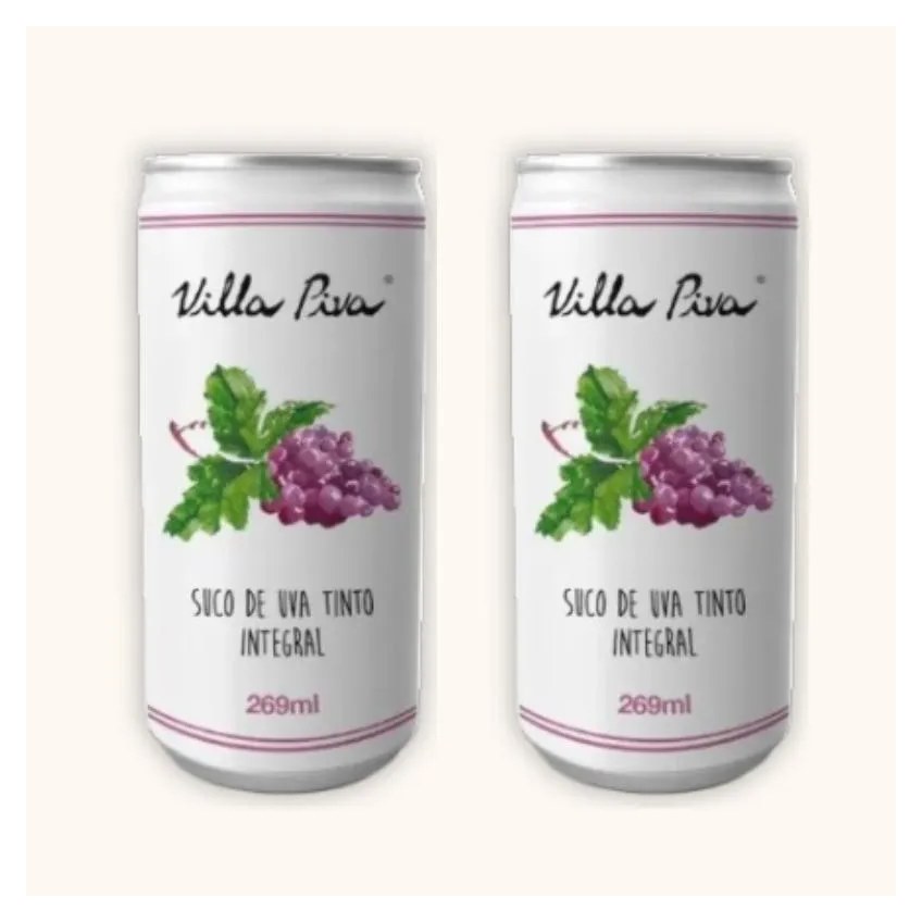 KIT 2X: SUCO DE UVA INTEGRAL SEM AçúCAR LATA VILLA PIVA 269ML