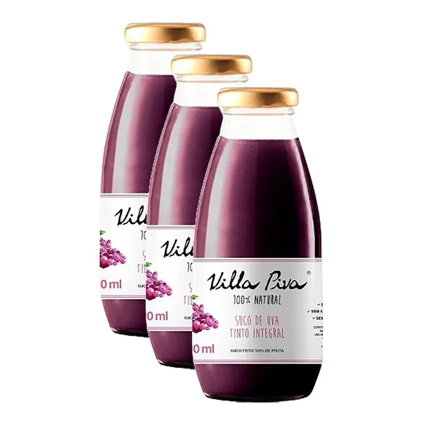 Kit 3x: Suco de Uva Integral Sem Açúcar Villa Piva 300ml