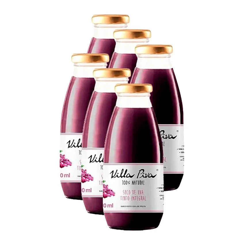 Kit 6x: Suco de Uva Integral Sem Açúcar Villa Piva 300ml