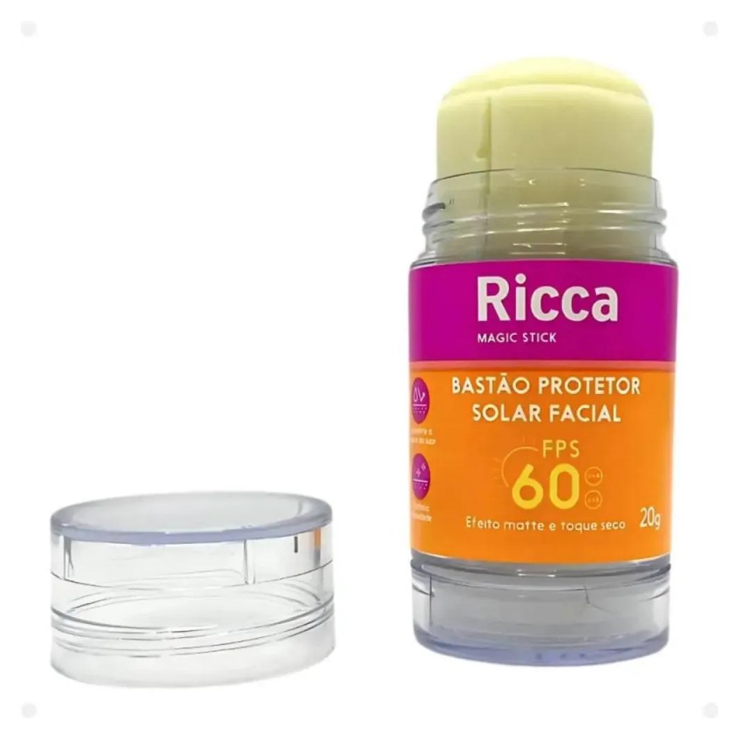 Bastão Protetor Solar Facial Fps60 Efeito Matte 20g Ricca