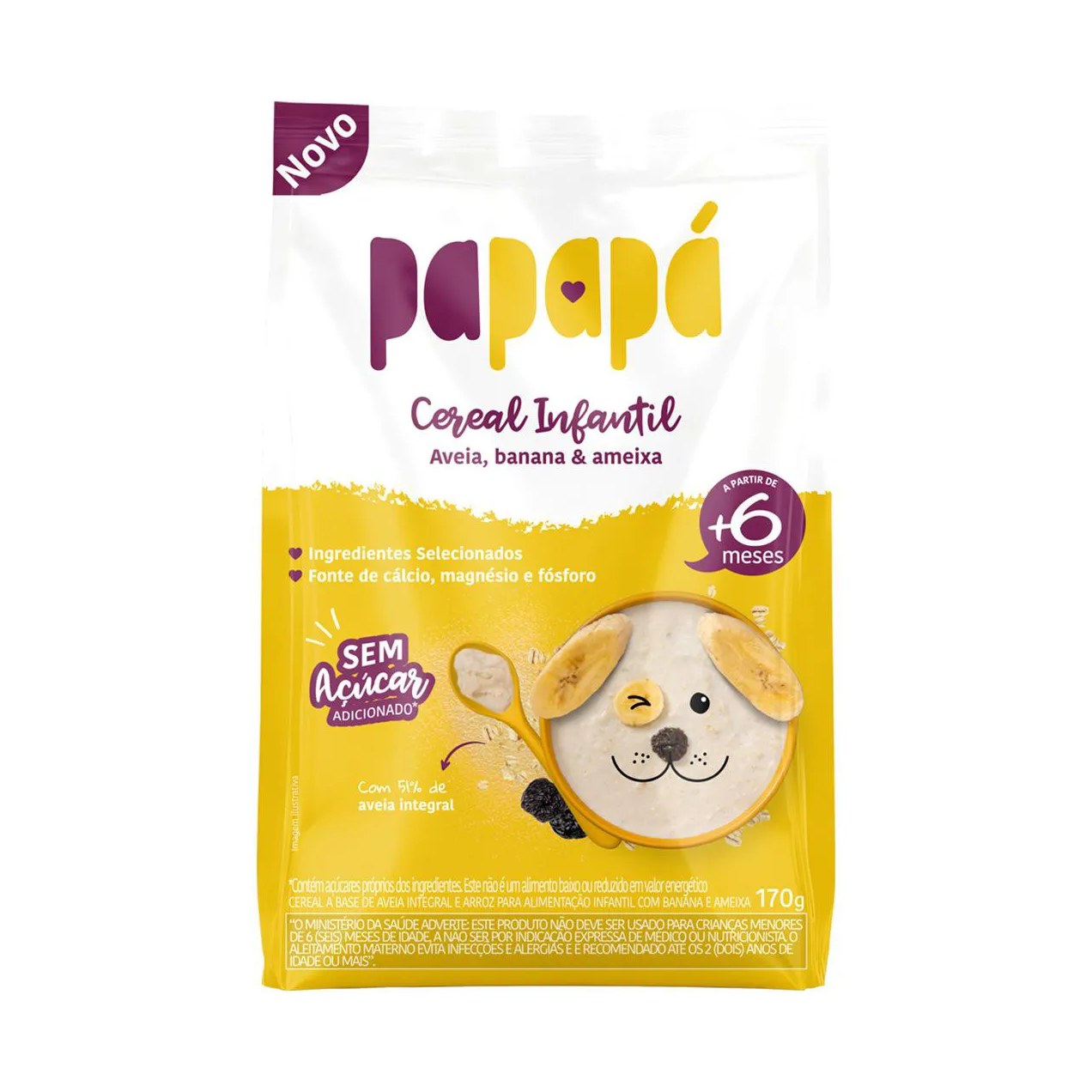 Cereal Infantil Integral Papapá Aveia, Banana e Ameixa 170g