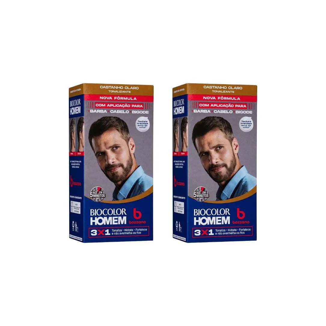 Coloraçao Biocolor Homem Bozzano Castanho Claro - Kit C / 2un