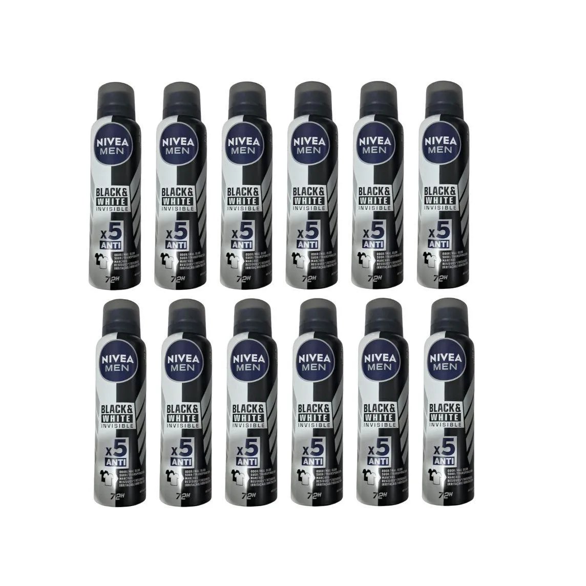 Desodorante Aero Nivea 150ml Masc Black White Invisible - 12un