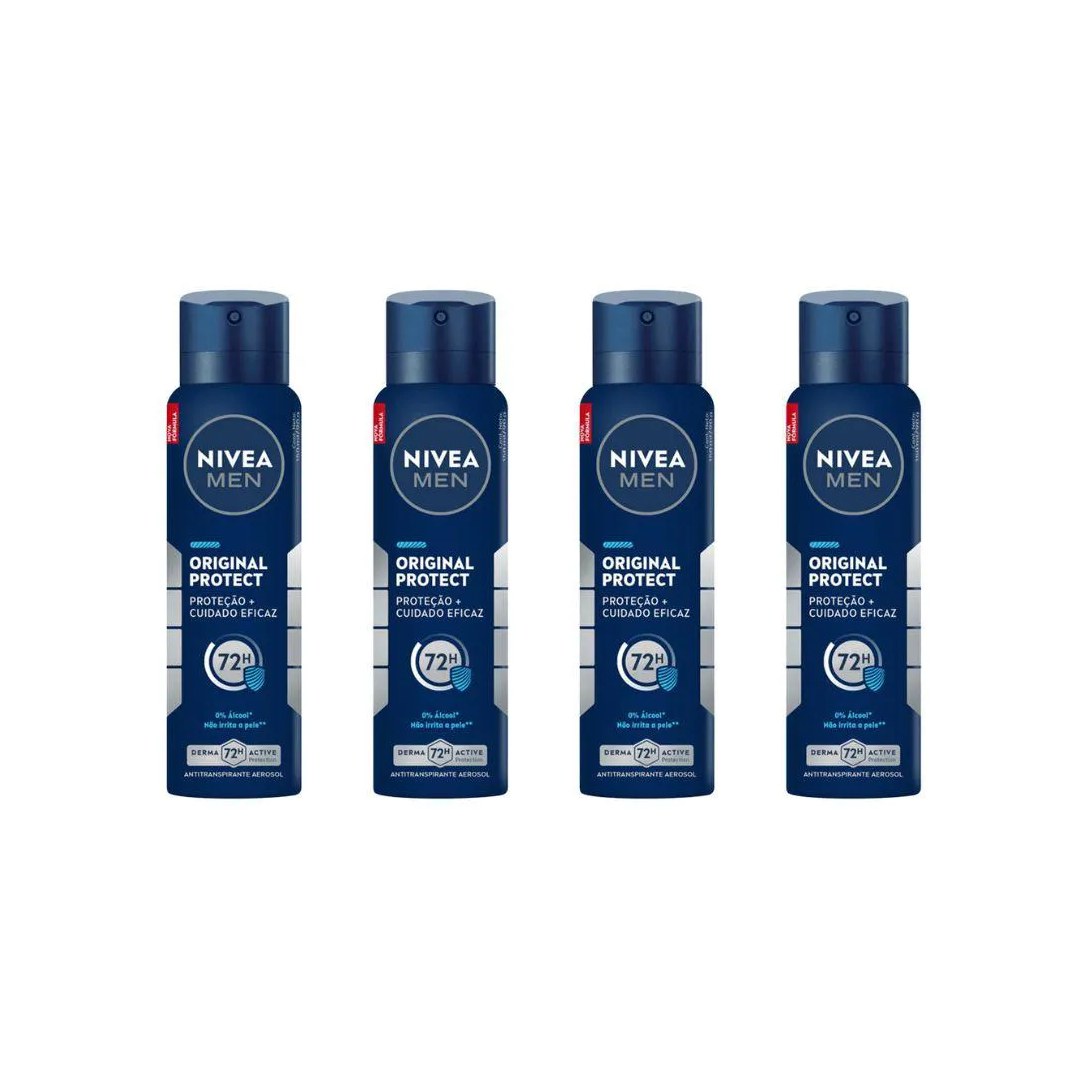 Desodorante Aero Nivea 150ml Masc Original Protect - Kit 4un