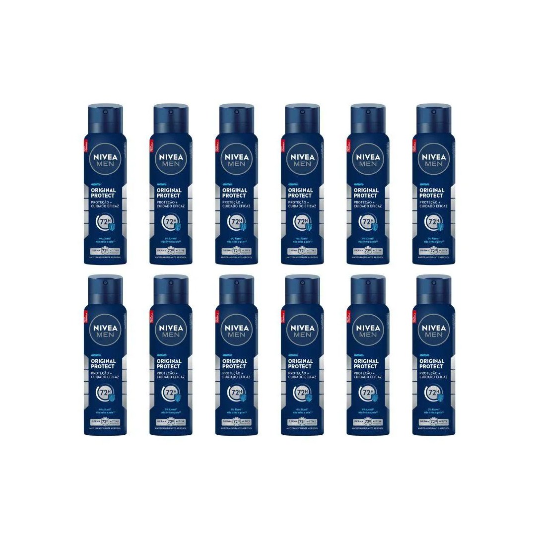 Desodorante Aero Nivea 150ml Masc Original Protect - Kit12un